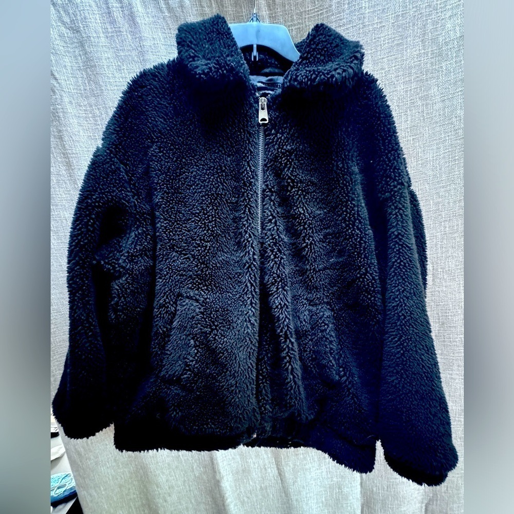 Urban outfitters black oversized teddy jacket size medium - Picture 1 of 8
